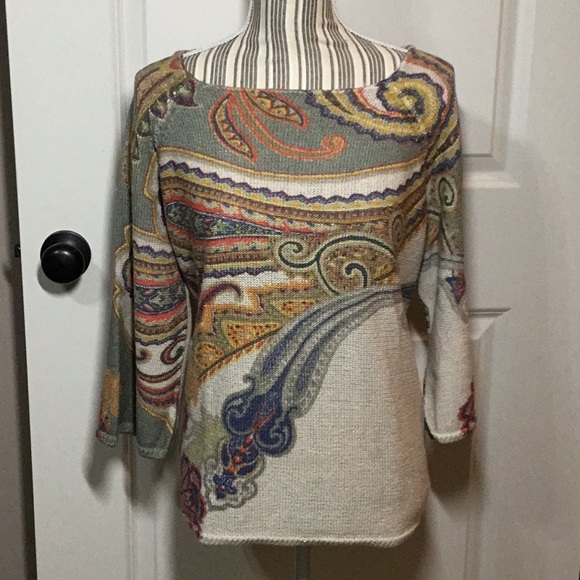Chico's Tops - Chico’s Paisley Tape Pullover Sweater
